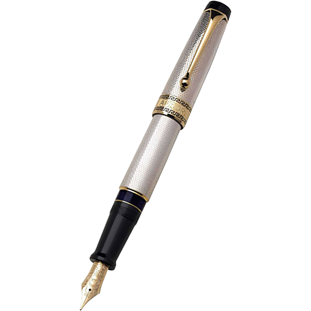 Aurora Optima Fountain Pen - Solid Silver-Pen Boutique Ltd