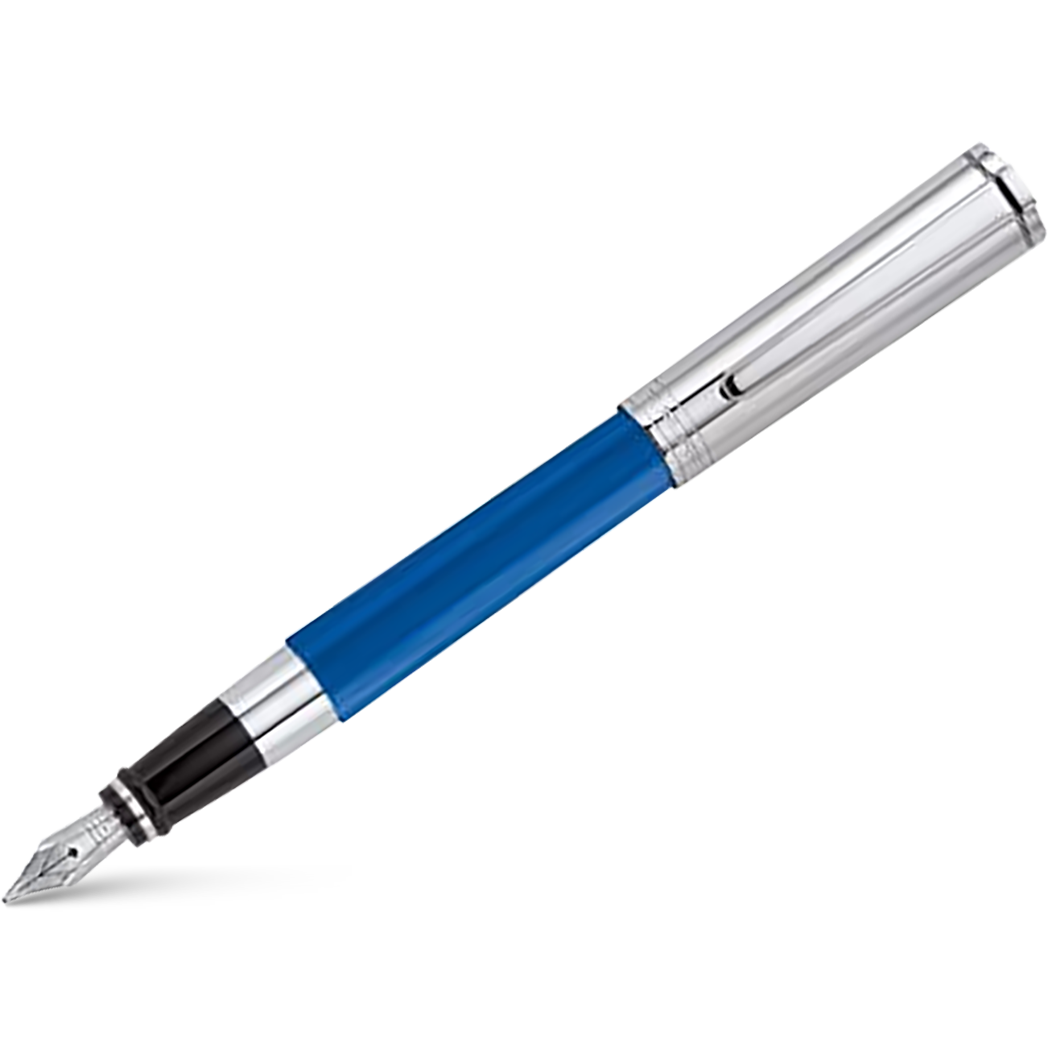 Aurora TU Fountain Pen - Blue - Chrome - Italic-Pen Boutique Ltd