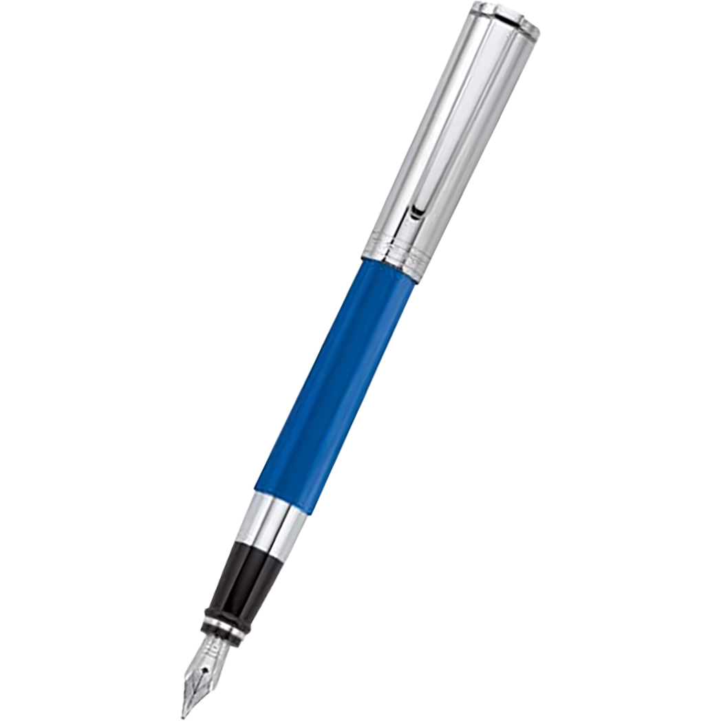 Aurora TU Fountain Pen - Blue - Chrome - Italic-Pen Boutique Ltd