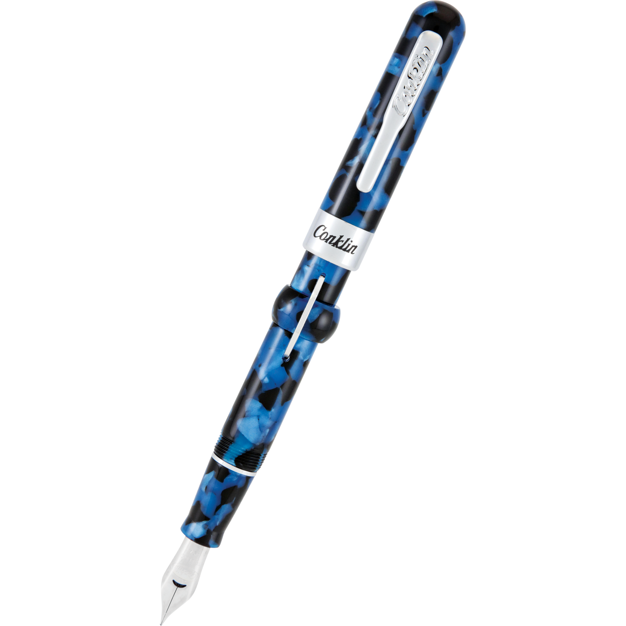 Conklin Mark Twain Crescent Filler Fountain Pen - Vintage Blue - Chrome Trim-Pen Boutique Ltd