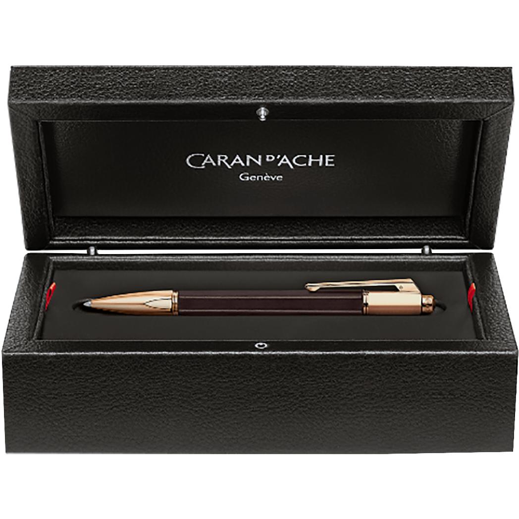 Caran d'Ache Varius Ballpoint Pen - Ebony - Rose Gold Trim-Pen Boutique Ltd