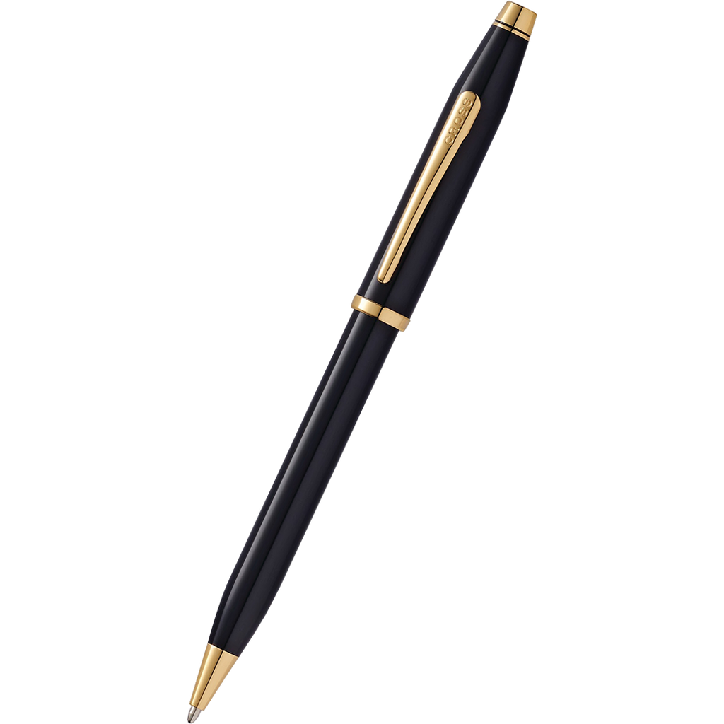 Cross Century II Ballpoint Pen - Black - Gold Trim-Pen Boutique Ltd