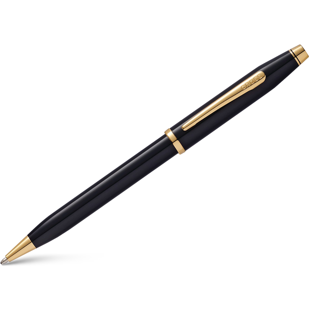 Cross Century II Ballpoint Pen - Black - Gold Trim-Pen Boutique Ltd