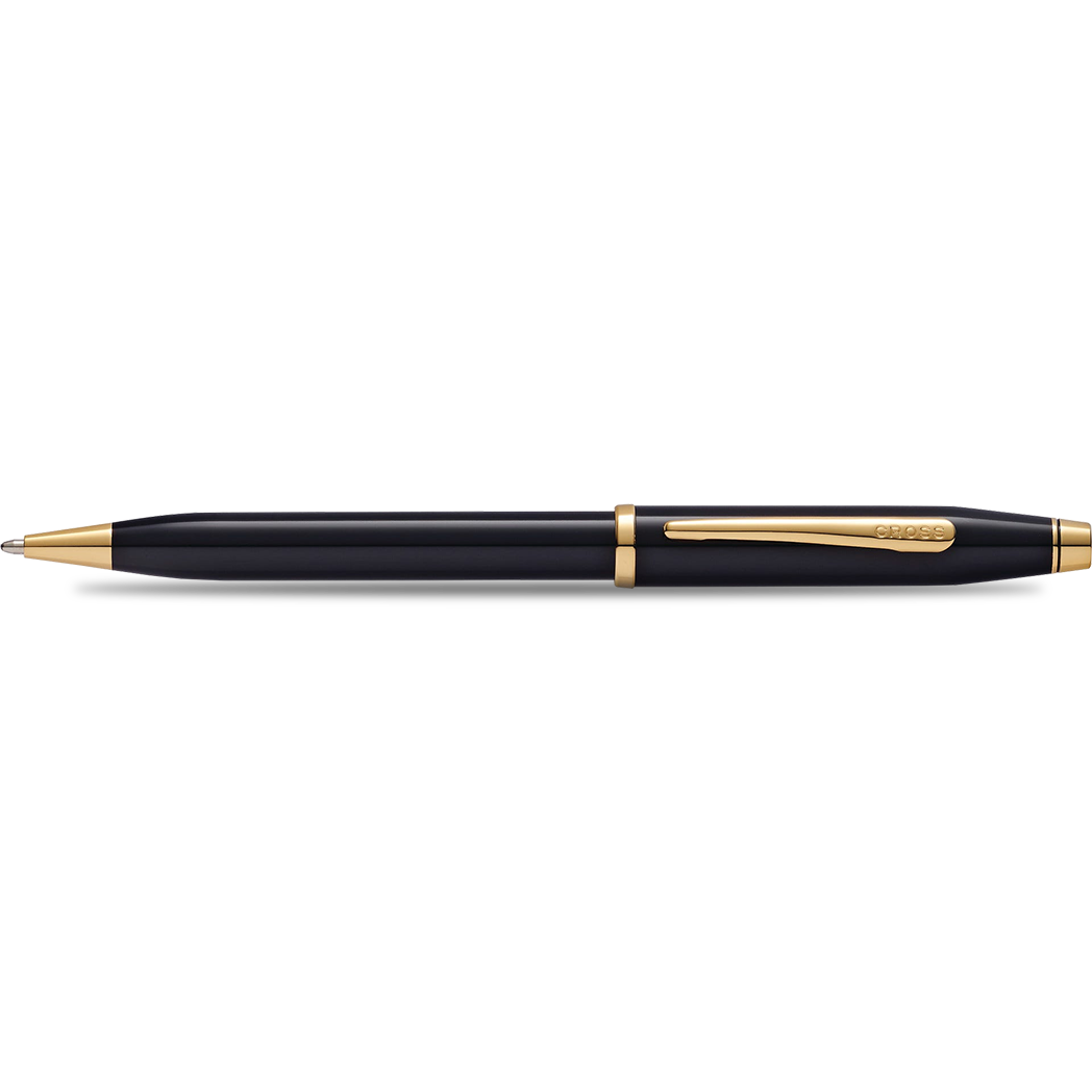 Cross Century II Ballpoint Pen - Black - Gold Trim-Pen Boutique Ltd