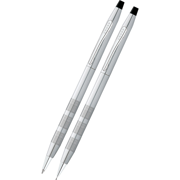 Cross Classic Century Gift Set (Satin Chrome Ballpoint Pen & 0.7mm Pencil)-Pen Boutique Ltd