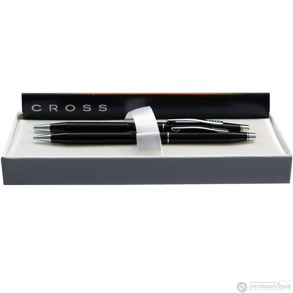 Cross Classic Century Black Lacquer Ballpoint Pen and 0.7mm Pencil Set-Pen Boutique Ltd
