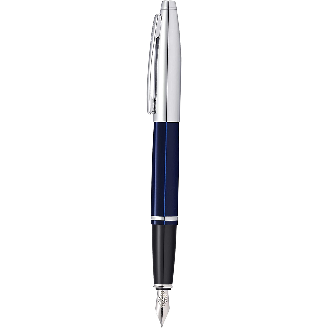 Cross Calais Fountain Pen - Chrome/Blue - Medium-Pen Boutique Ltd