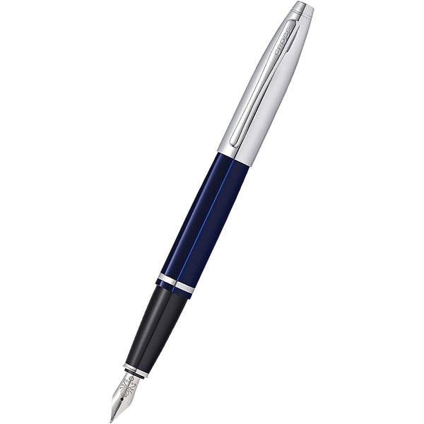Cross Calais Fountain Pen - Chrome/Blue - Medium-Pen Boutique Ltd