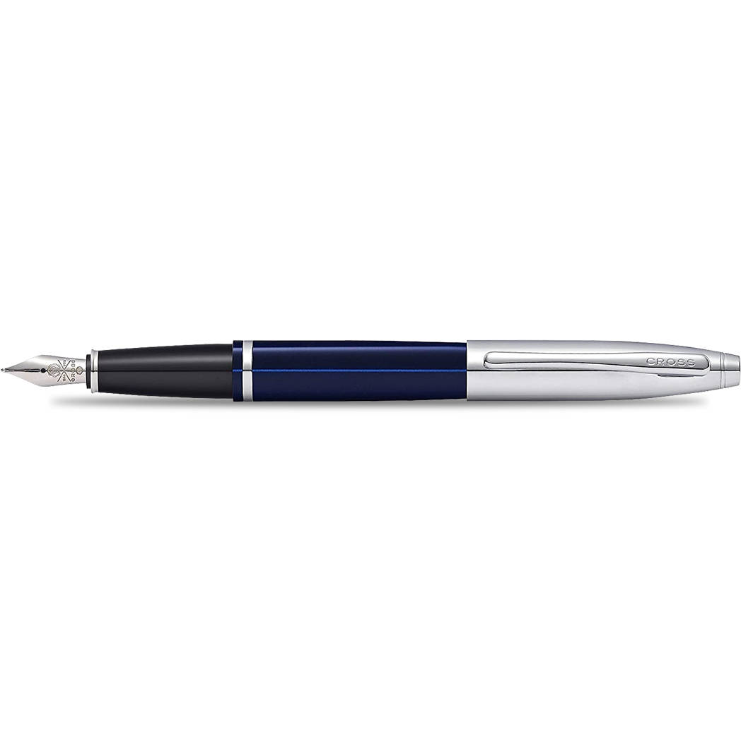 Cross Calais Fountain Pen - Chrome/Blue - Medium-Pen Boutique Ltd