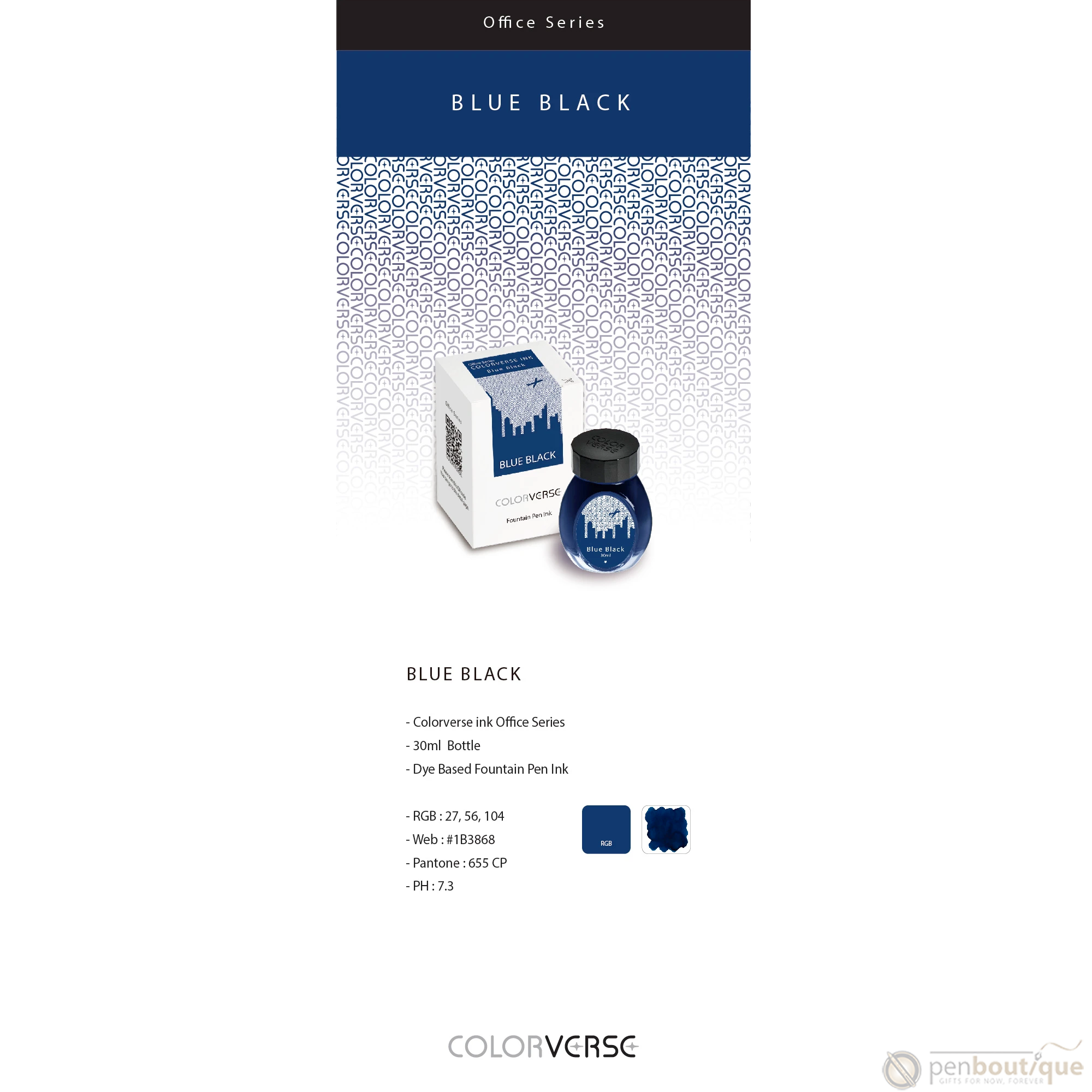 Colorverse Ink - Office Series - Blue Black - 30ml-Pen Boutique Ltd