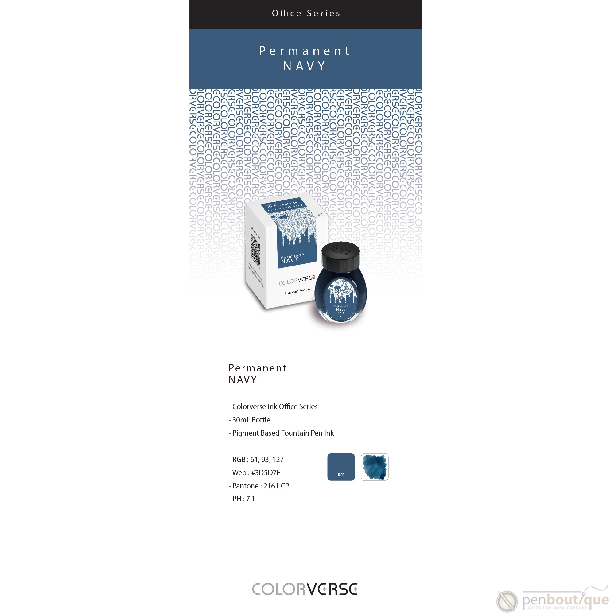 Colorverse Ink - Office Series - Permanent Navy - 30ml-Pen Boutique Ltd