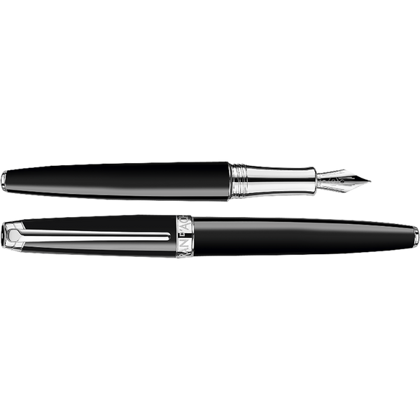 Caran d Ache Leman Fountain Pen - Ebony Black - Rhodium Trim-Pen Boutique Ltd
