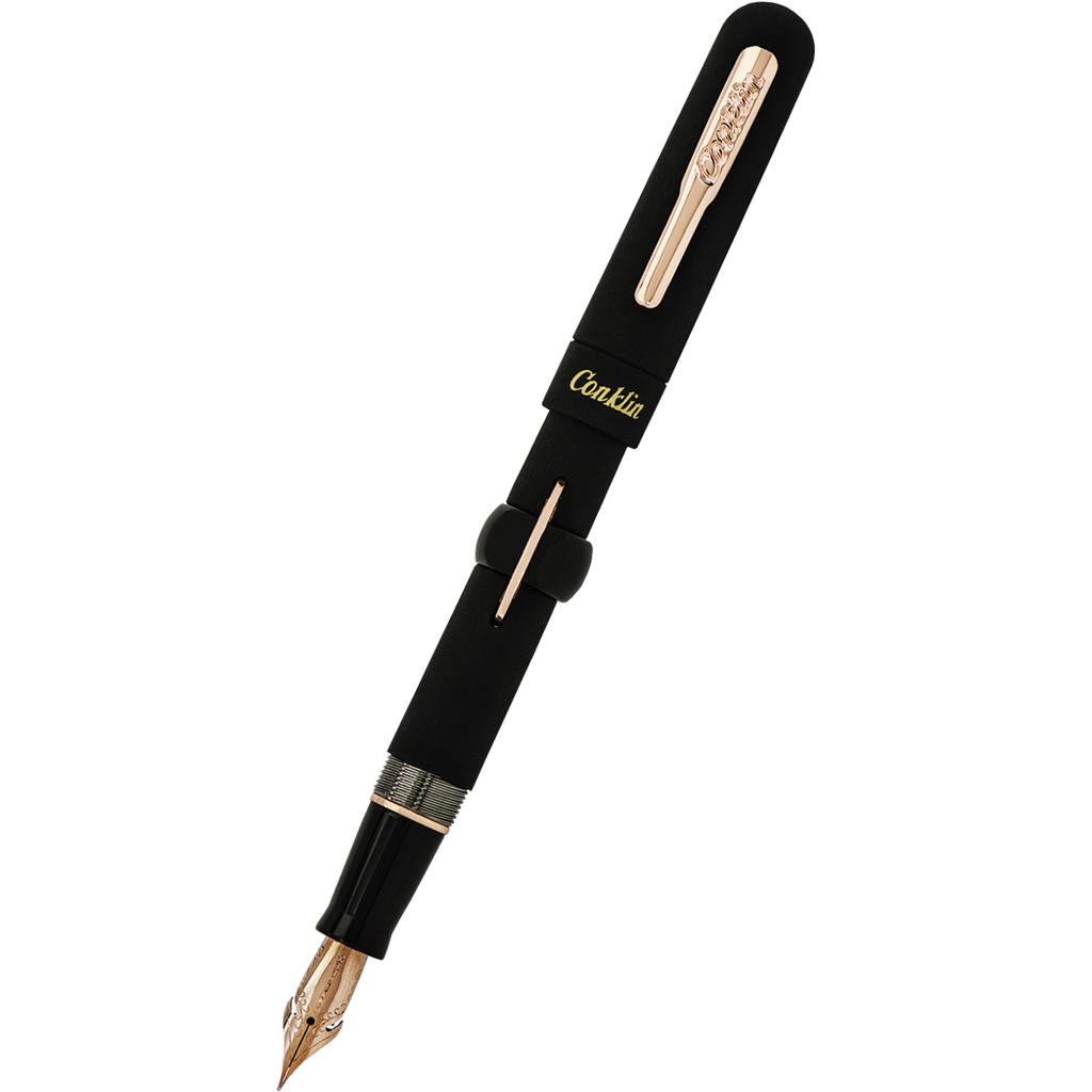 Conklin Mark Twain Fountain Pen - Limited Edition - Superblack/Rosegold-Pen Boutique Ltd