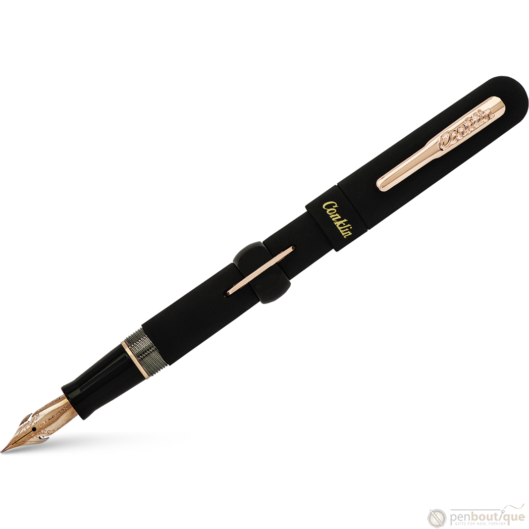 Conklin Mark Twain Fountain Pen - Limited Edition - Superblack/Rosegold-Pen Boutique Ltd