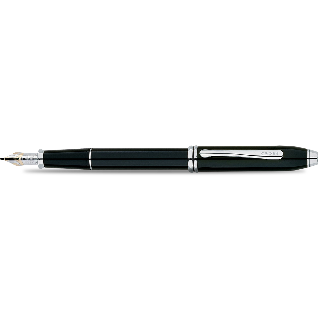 Cross Townsend Fountain Pen - Black Lacquer - Rhodium Trim-Pen Boutique Ltd