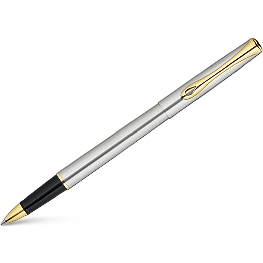 Diplomat Traveller Rollerball Pen - Stainless Steel Gold-Pen Boutique Ltd