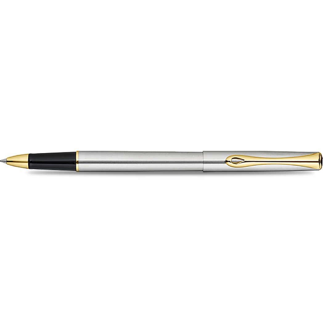 Diplomat Traveller Rollerball Pen - Stainless Steel Gold-Pen Boutique Ltd
