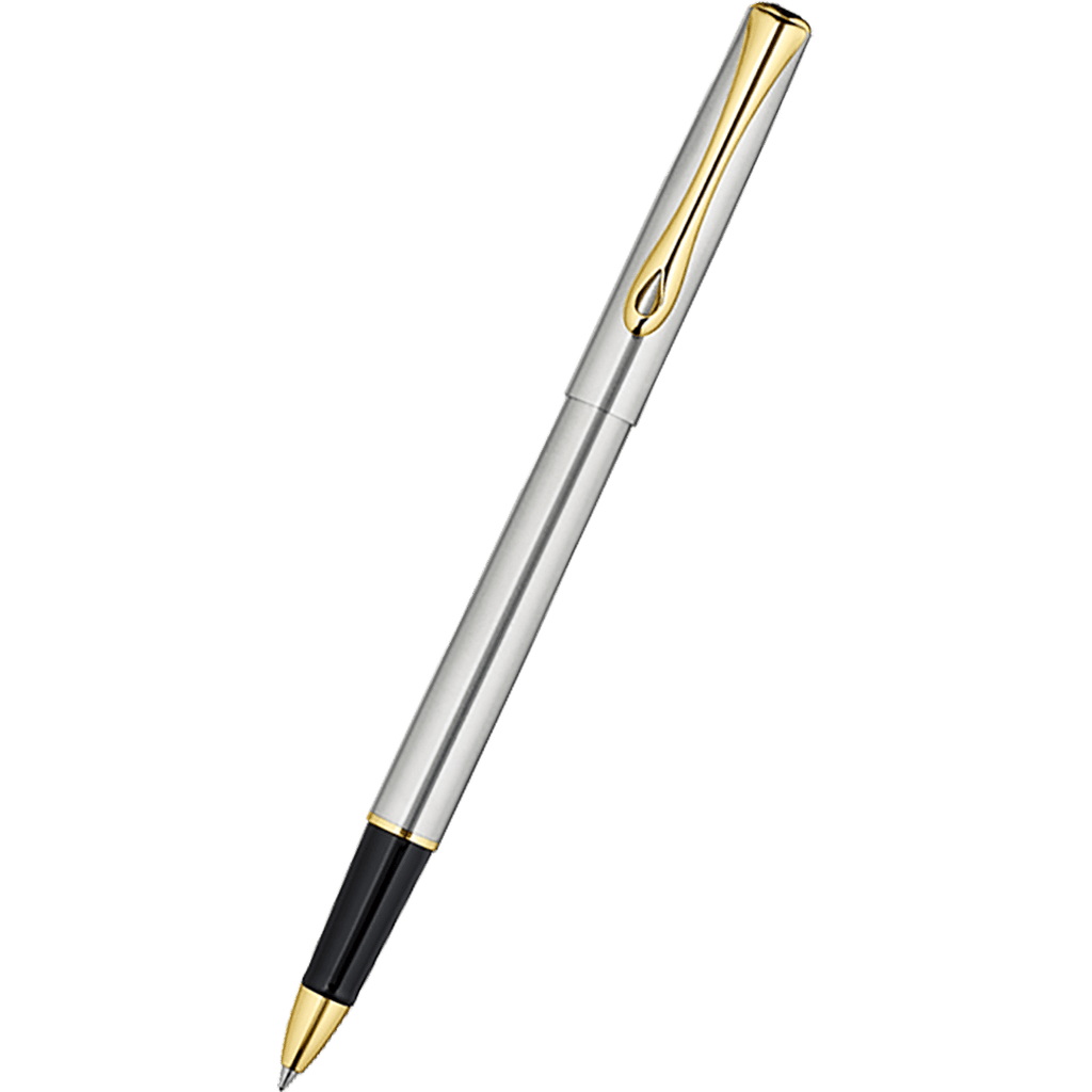 Diplomat Traveller Rollerball Pen - Stainless Steel Gold - Pen Boutique Ltd