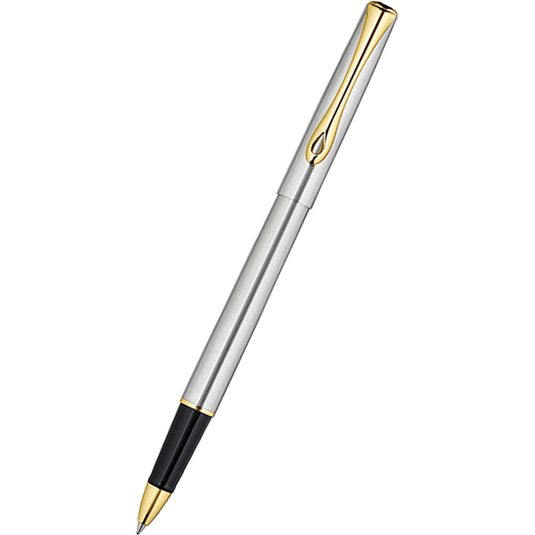 Diplomat Traveller Rollerball Pen - Stainless Steel Gold-Pen Boutique Ltd