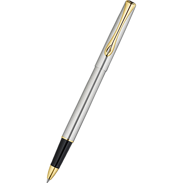 Diplomat Traveller Rollerball Pen - Stainless Steel Gold-Pen Boutique Ltd