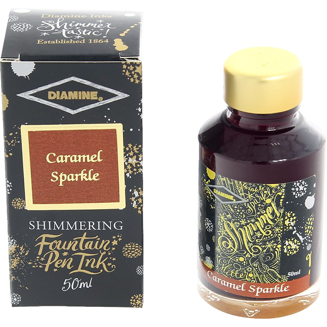 Diamine Shimmer Ink 50 ml Caramel Sparkle - Gold shimmer-Pen Boutique Ltd