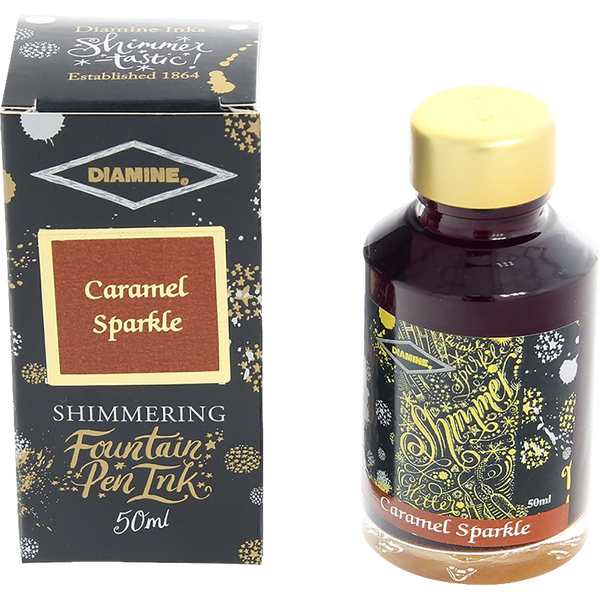 Diamine Shimmer Ink 50 ml Caramel Sparkle - Gold shimmer-Pen Boutique Ltd