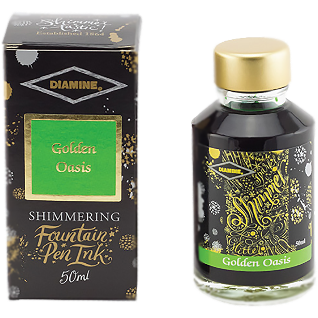 Diamine Shimmer Ink 50 ml Golden Oasis - Gold shimmer-Pen Boutique Ltd