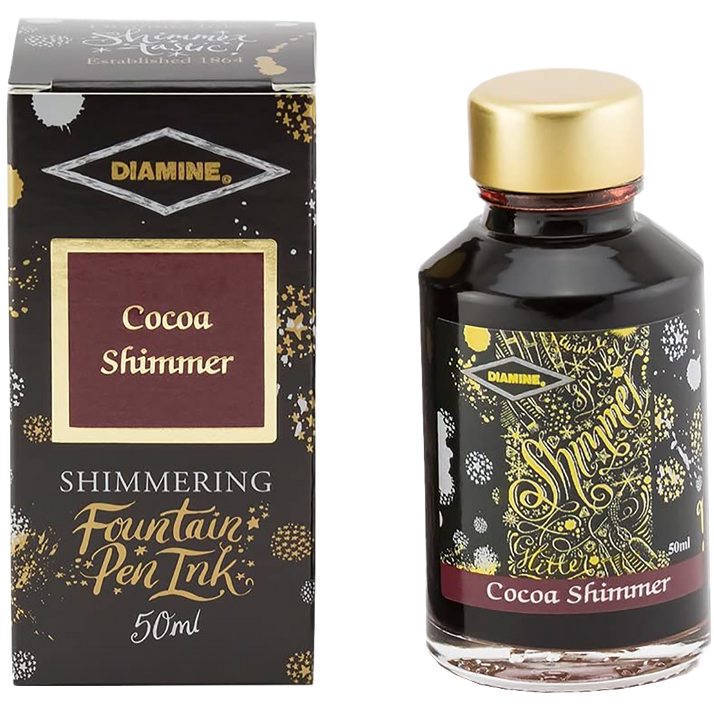 Diamine Shimmer Ink 50 ml Cocoa Shimmer - Gold shimmer-Pen Boutique Ltd
