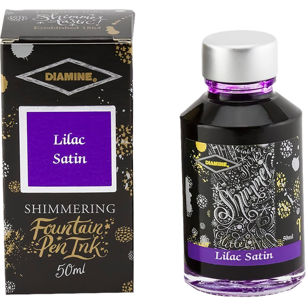 Diamine Shimmer Ink 50 ml Lilac Satin - Silver shimmer-Pen Boutique Ltd