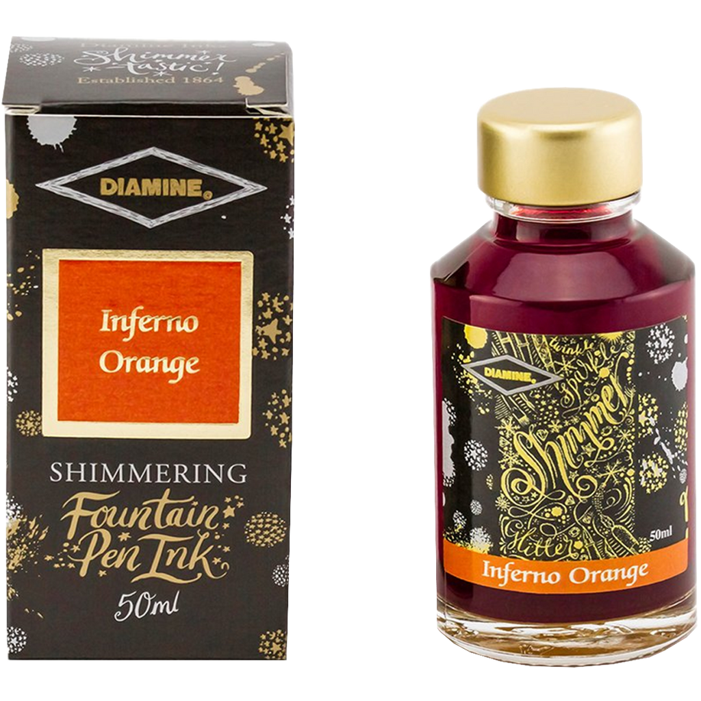 Diamine Shimmer Ink 50 ml Inferno Orange - Gold shimmer-Pen Boutique Ltd