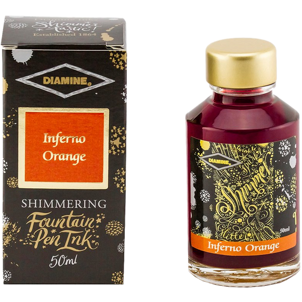 Diamine Shimmer Ink 50 ml Inferno Orange - Gold shimmer-Pen Boutique Ltd