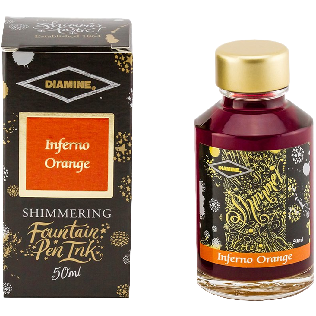 Diamine Shimmer Ink 50 ml Inferno Orange - Gold shimmer-Pen Boutique Ltd