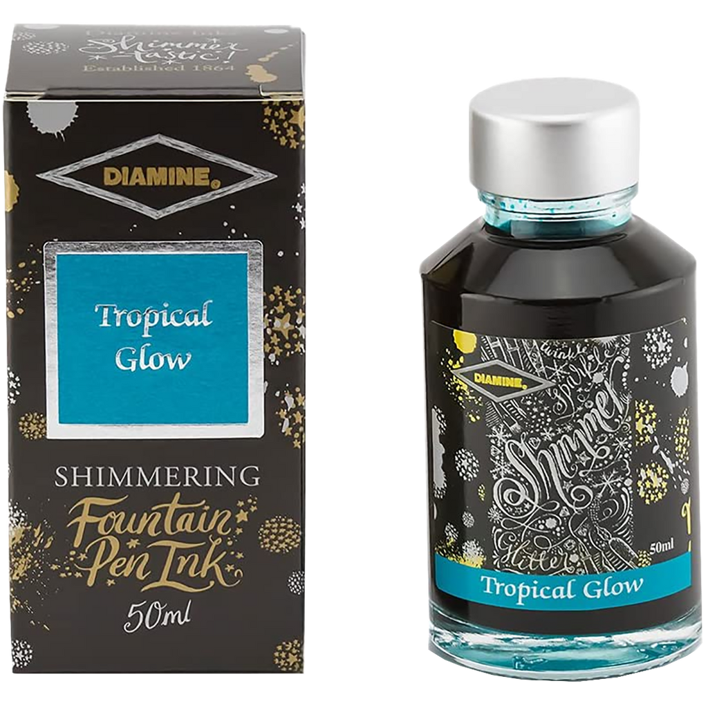 Diamine Shimmer Ink 50 ml Tropical Glow - Silver shimmer-Pen Boutique Ltd