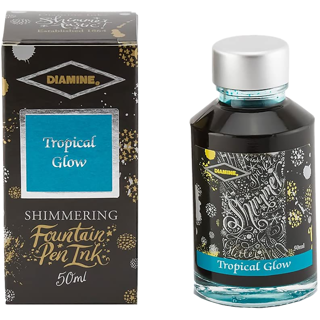 Diamine Shimmer Ink 50 ml Tropical Glow - Silver shimmer-Pen Boutique Ltd