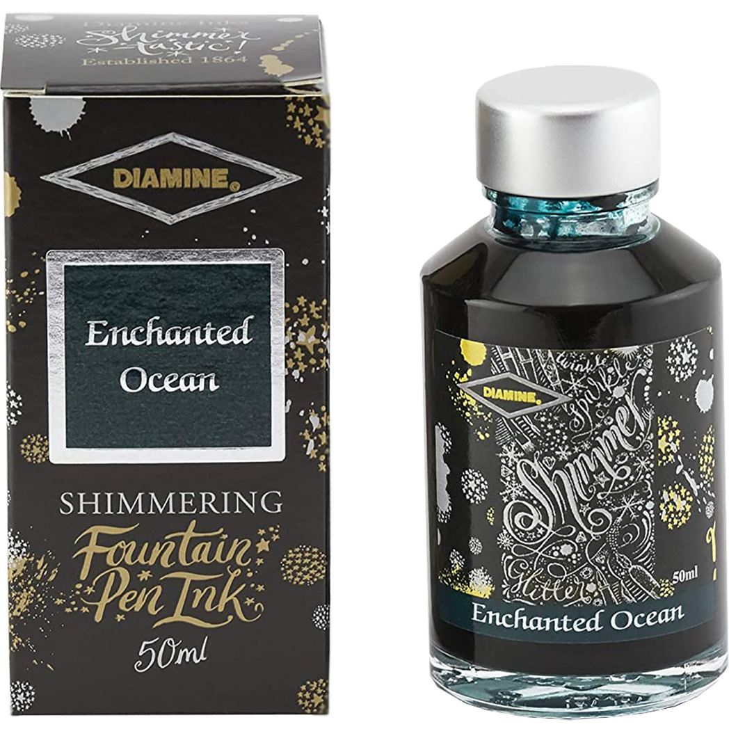 Diamine Shimmer Ink 50 ml Enchanted Ocean - Silver shimmer-Pen Boutique Ltd