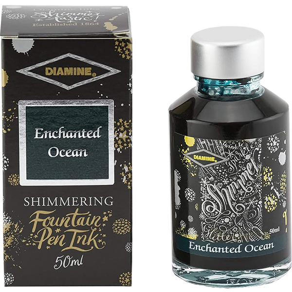 Diamine Shimmer Ink 50 ml Enchanted Ocean - Silver shimmer-Pen Boutique Ltd