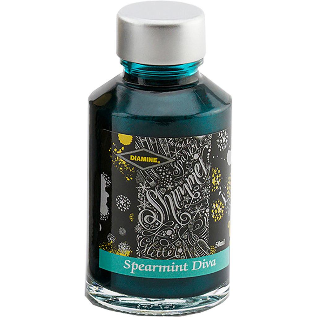 Diamine Shimmer Ink 50 ml Spearmint Diva - Silver shimmer-Pen Boutique Ltd