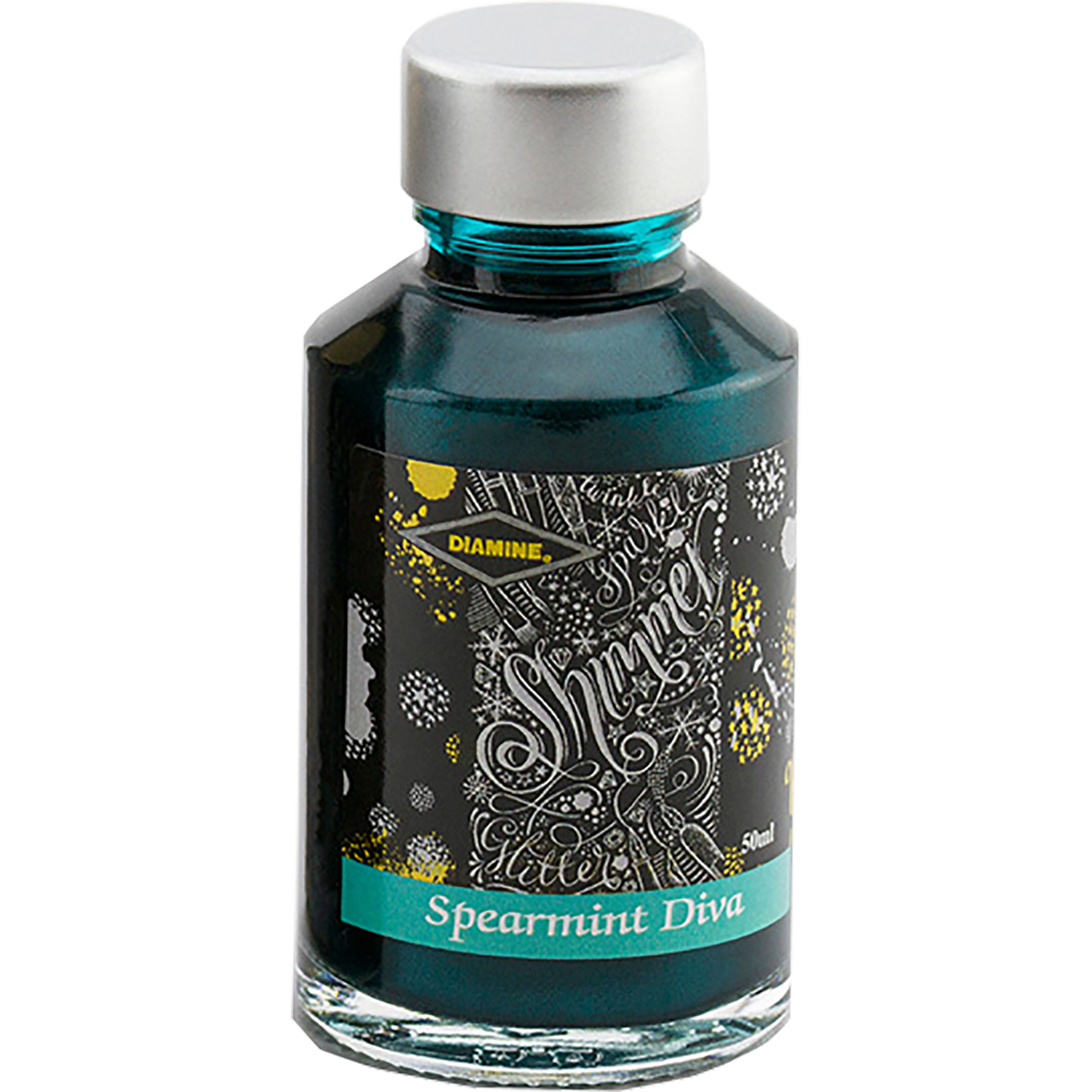 Diamine Shimmer Ink 50 ml Spearmint Diva - Silver shimmer-Pen Boutique Ltd