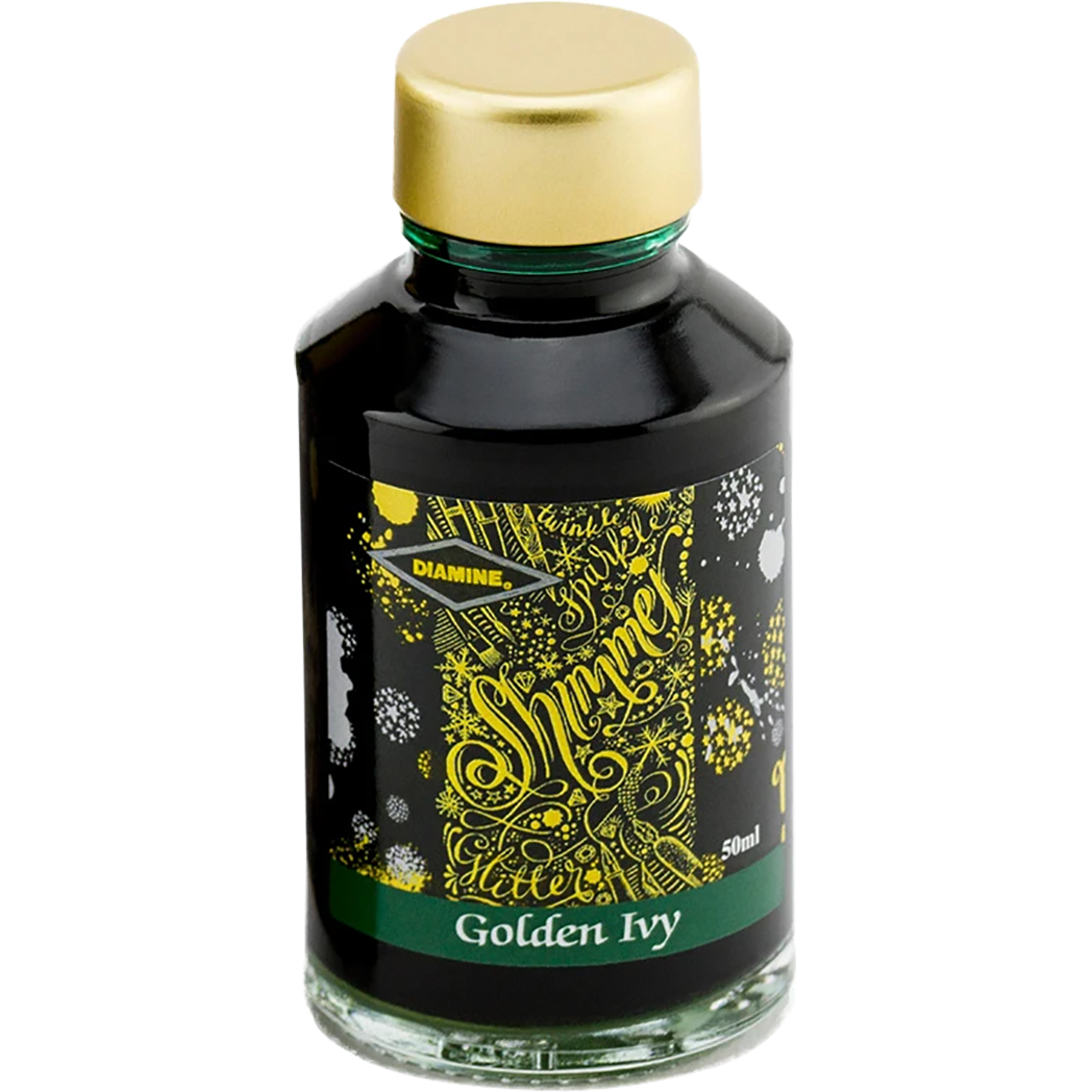 Diamine Shimmer Ink 50 ml Golden Ivy - Gold shimmer-Pen Boutique Ltd