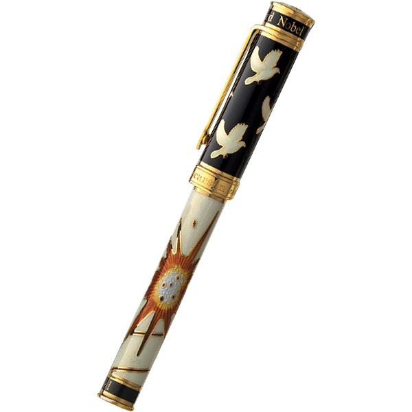 David Oscarson Alfred Bernhard Nobel Rollerball Pen - White Gold w/ White Barrel-Pen Boutique Ltd
