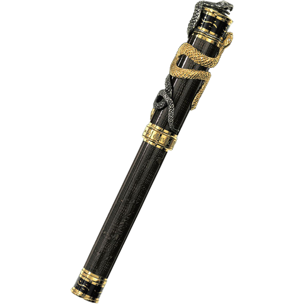 David Oscarson Black Water Snake Rollerball Pen - Translucent Black Moss and Opaque Black Hard Enamel w/ Gold Vermeil-Pen Boutique Ltd