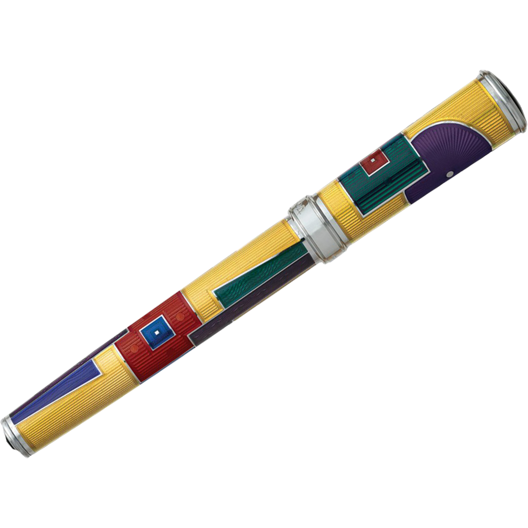 David Oscarson 15th Anniversary/American Art Deco Rollerball Pen - Translucent Amber with Multi-colored Enamel-Pen Boutique Ltd