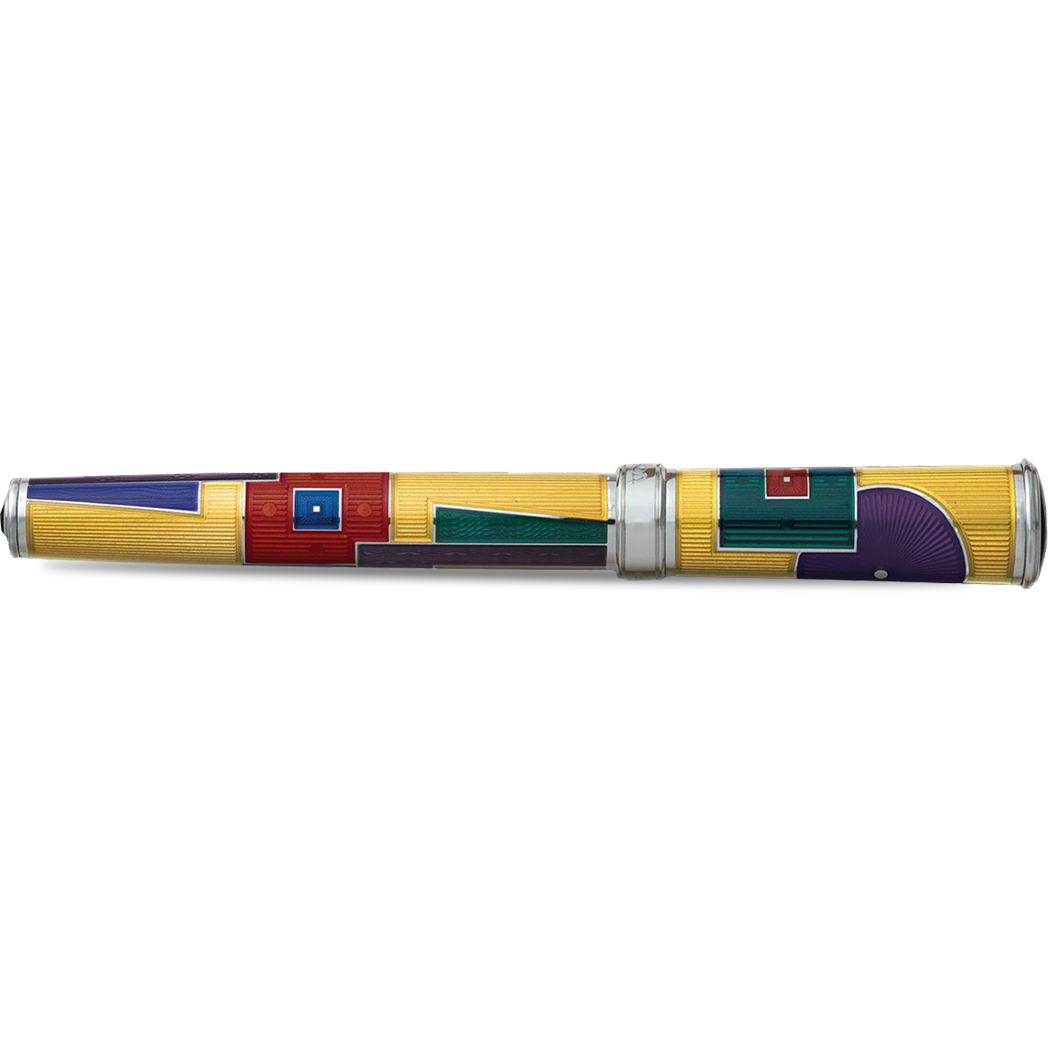 David Oscarson 15th Anniversary/American Art Deco Rollerball Pen - Translucent Amber with Multi-colored Enamel-Pen Boutique Ltd