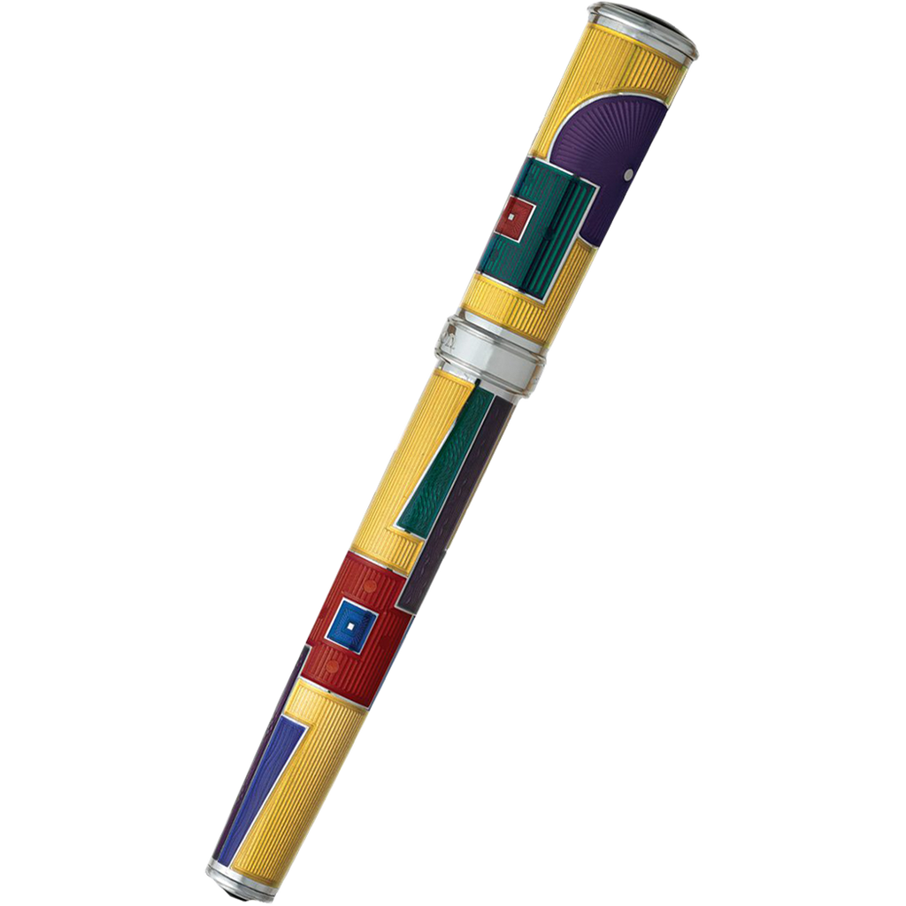 David Oscarson 15th Anniversary/American Art Deco Rollerball Pen - Translucent Amber with Multi-colored Enamel-Pen Boutique Ltd