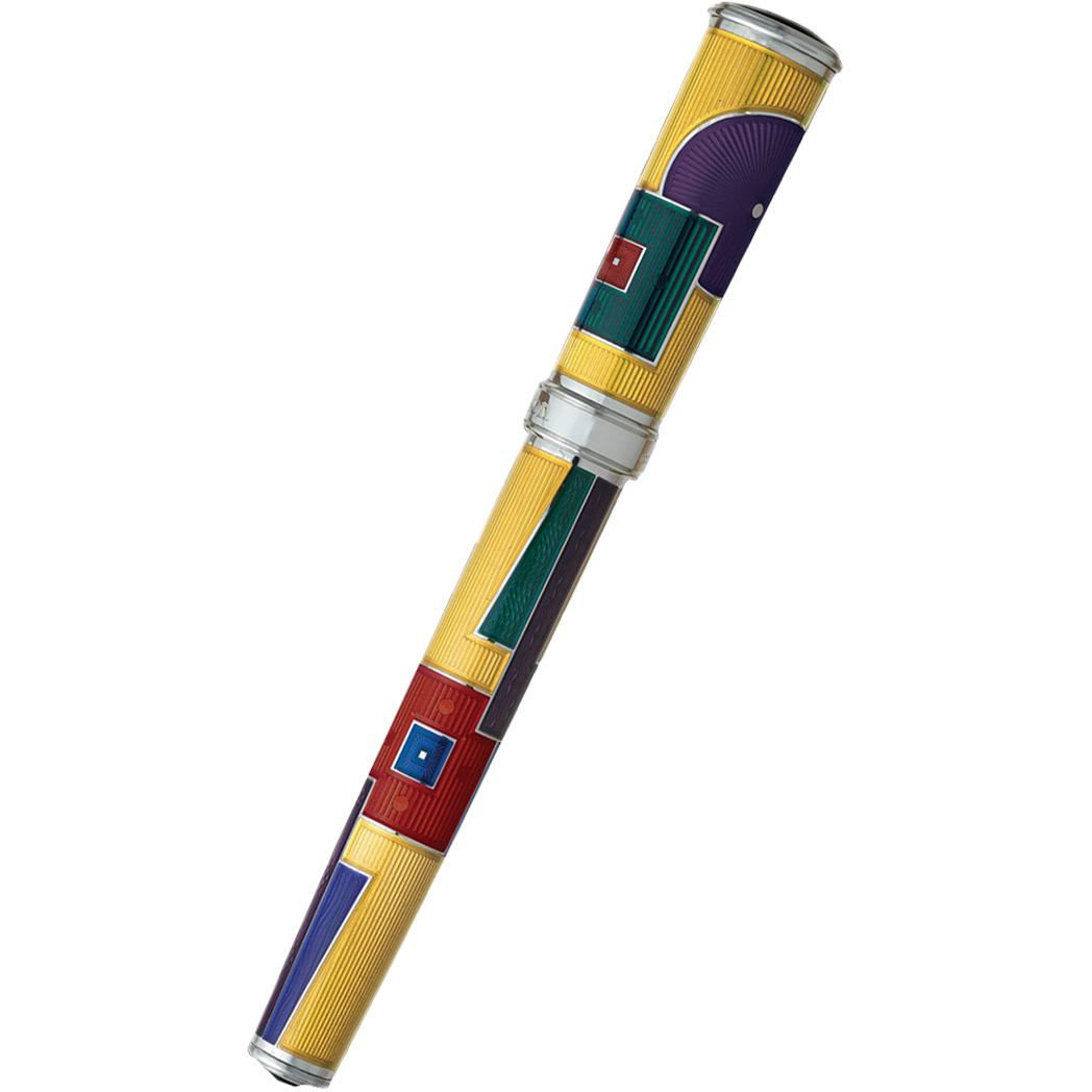 David Oscarson 15th Anniversary/American Art Deco Rollerball Pen - Translucent Amber with Multi-colored Enamel-Pen Boutique Ltd
