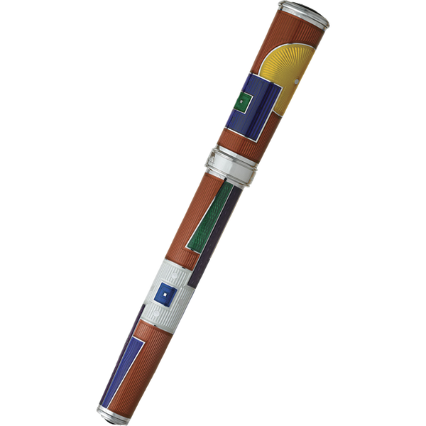 David Oscarson 15th Anniversary/American Art Deco Rollerball Pen -Translucent Citrine with Multi-colored Enamel-Pen Boutique Ltd