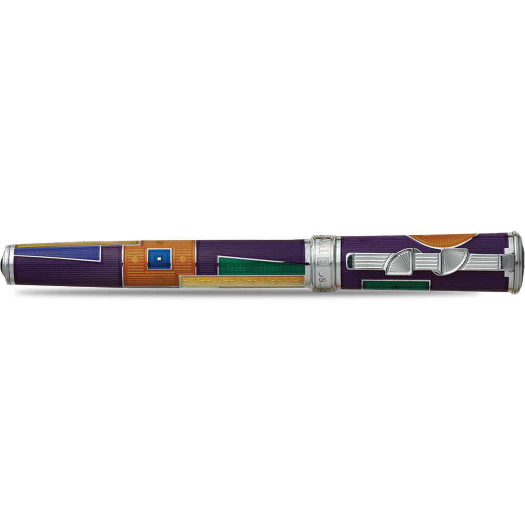 David Oscarson 15th Anniversary/American Art Deco Rollerball Pen - Translucent Violet with Multi-colored Enamel-Pen Boutique Ltd