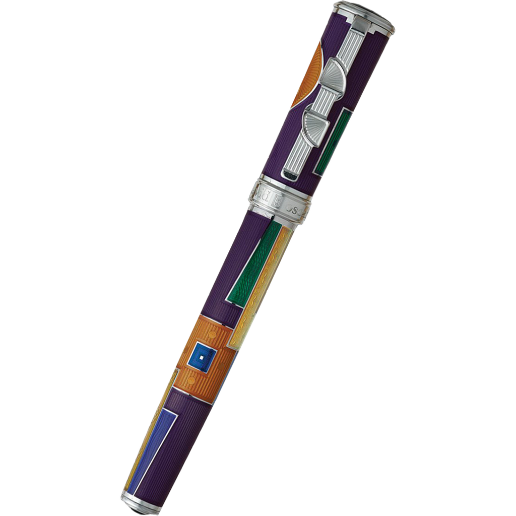 David Oscarson 15th Anniversary/American Art Deco Rollerball Pen - Translucent Violet with Multi-colored Enamel-Pen Boutique Ltd