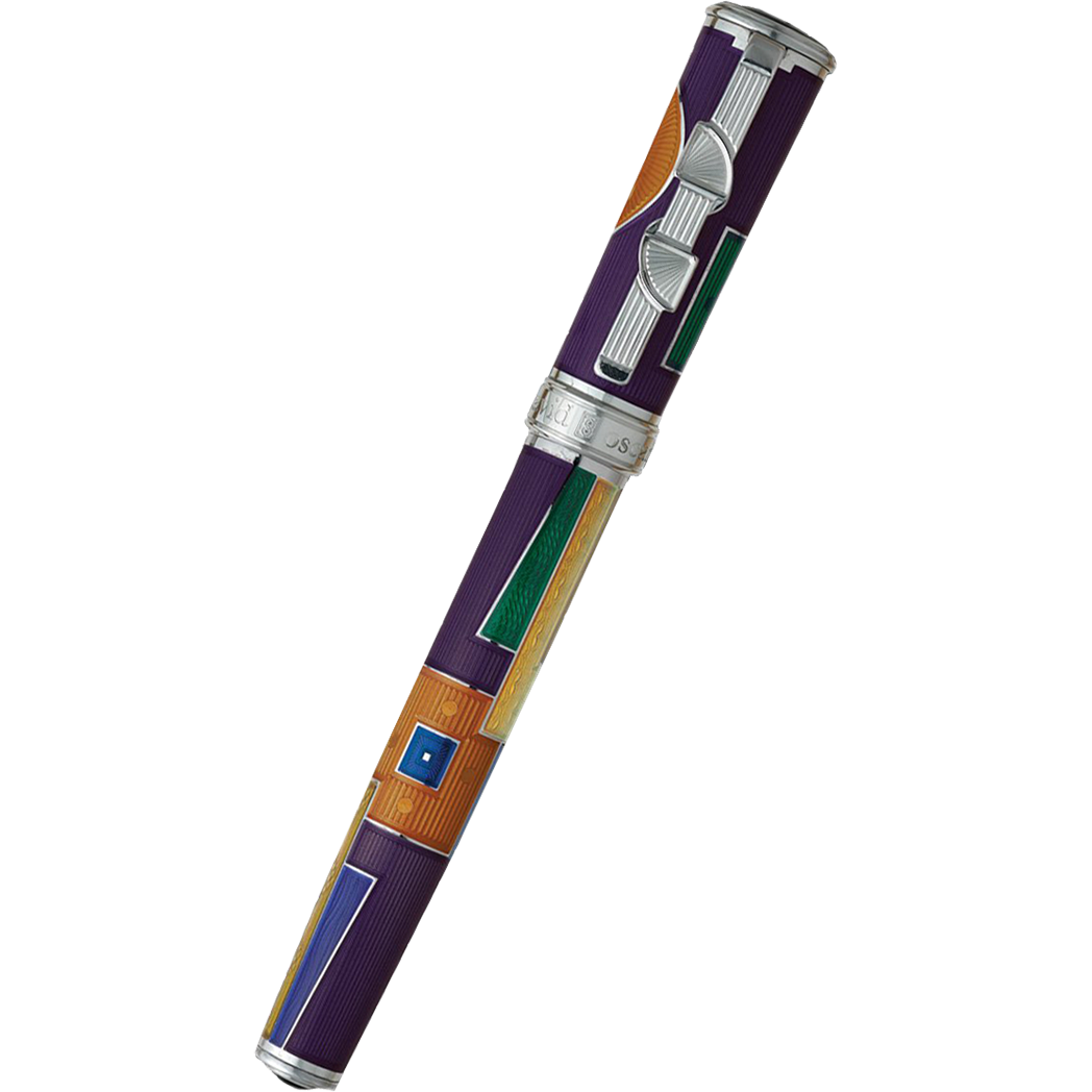 David Oscarson 15th Anniversary/American Art Deco Rollerball Pen - Translucent Violet with Multi-colored Enamel-Pen Boutique Ltd