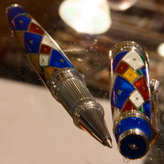 David Oscarson Harlequin Rollerball Pen - Sapphire Blue-Pen Boutique Ltd